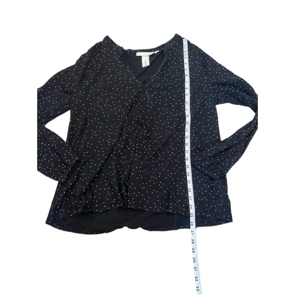 H&M Black & White Polka Dot V Neck Long Sleeve Lightweight Top L - Picture 5 of 8
